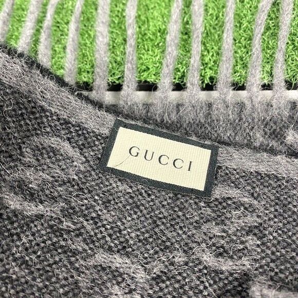 gucci wool alpaca monogram web sc nikky scarf gray psag000117 - Picture 4 of 7